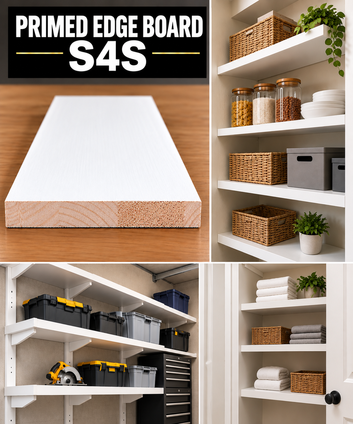 Primed Edge Board (S4S) Size:(9-1/4” x 5/8”) x 16’