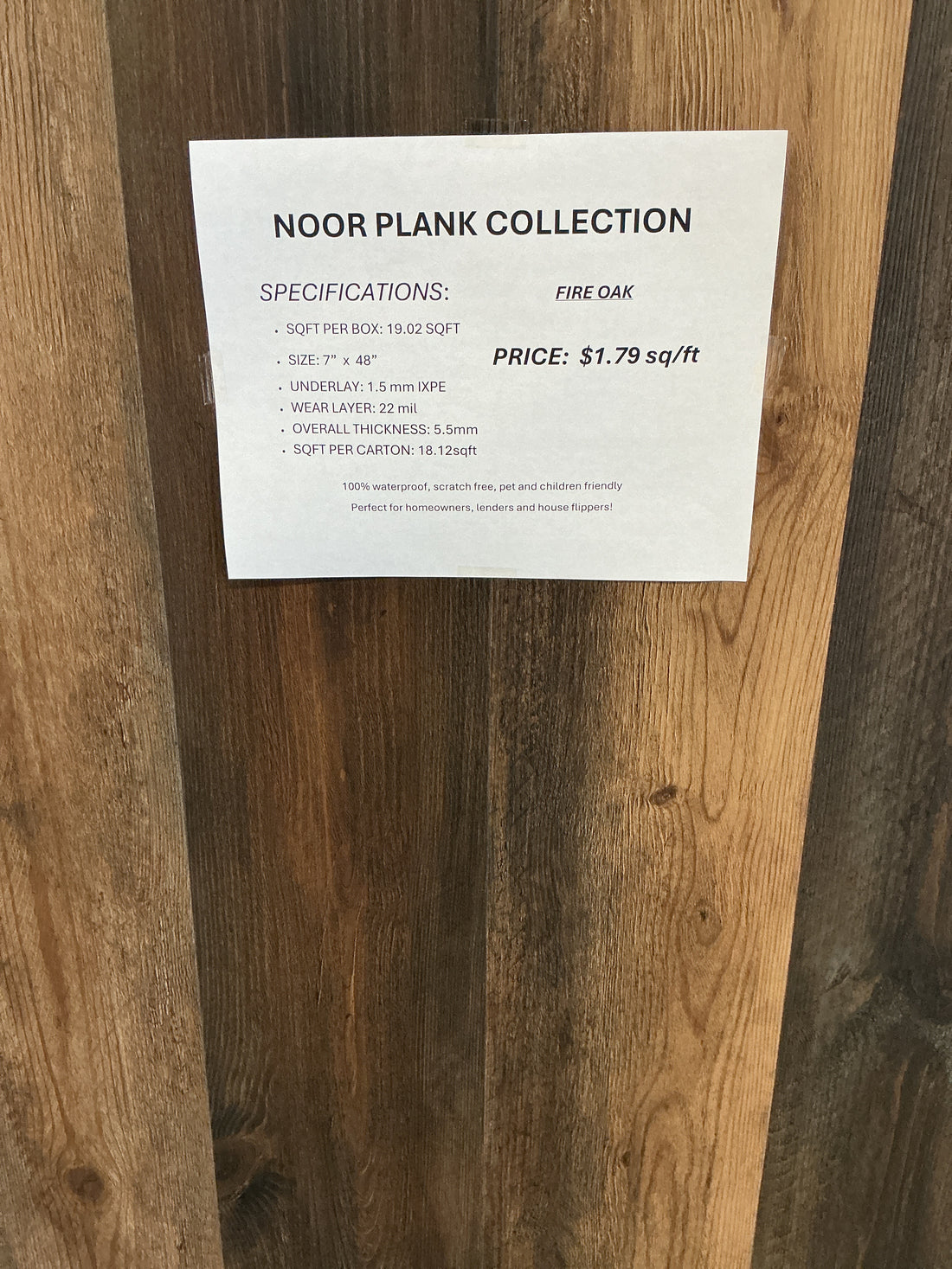 Noor Plank 5.5mm – 22 Mil – Unilin Click – Deep Emboss – UV Coating. Color: Fire Oak