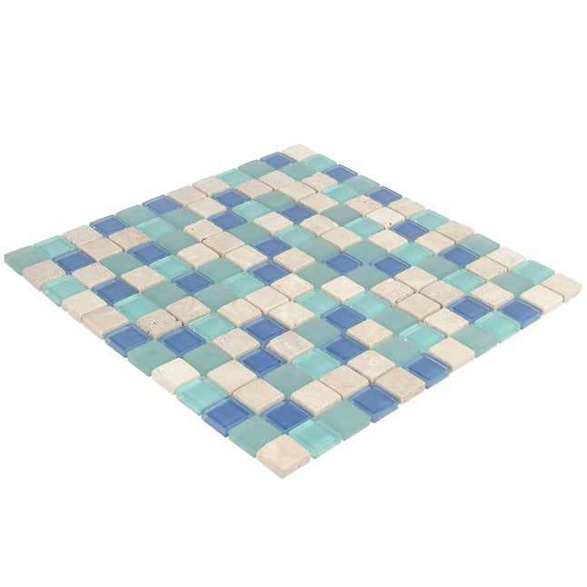 Water Springs 12”x12” Glossy Glass Stone Travertine Uniform Squares Wall Tile