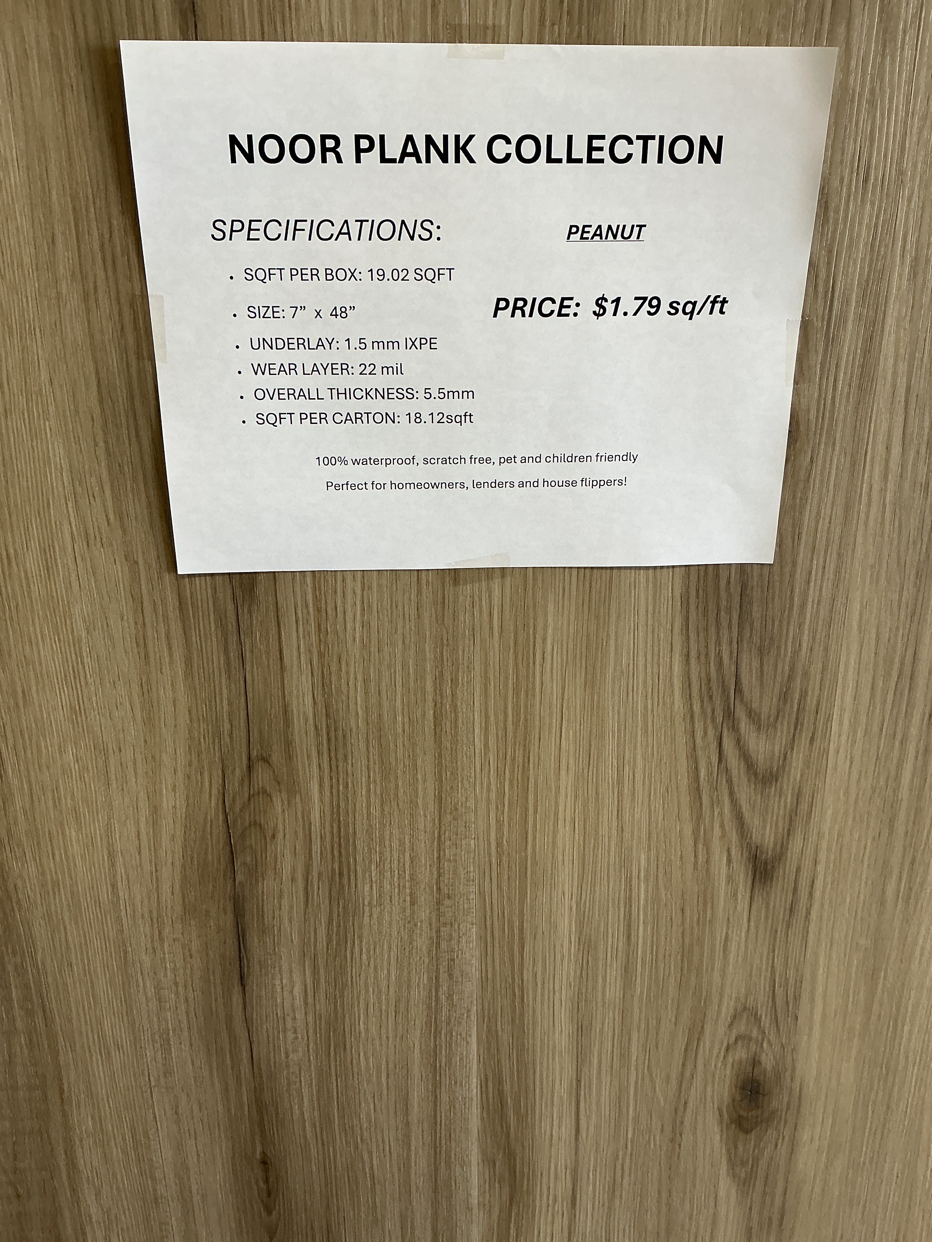 Noor Plank 5.5mm – 22 Mil – Unilin Click – Deep Emboss – UV Coating. Color: Peanut