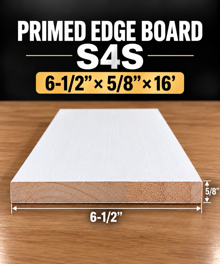 Primed Edge Board(S4S) Size: (6-1/2” x 5/8”) x 16’