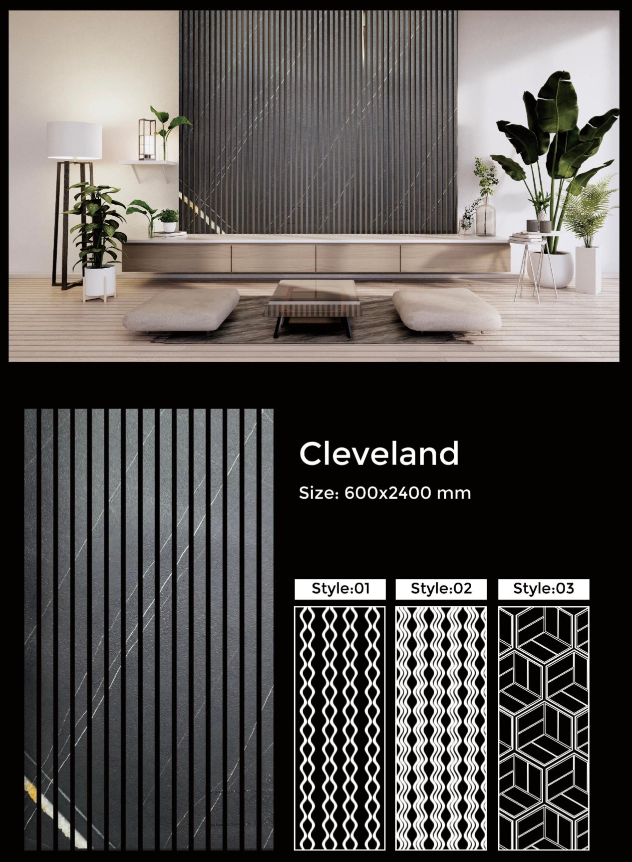Decorative Acoustic Slat Wall Panels 8ft x 2ft Cleveland
