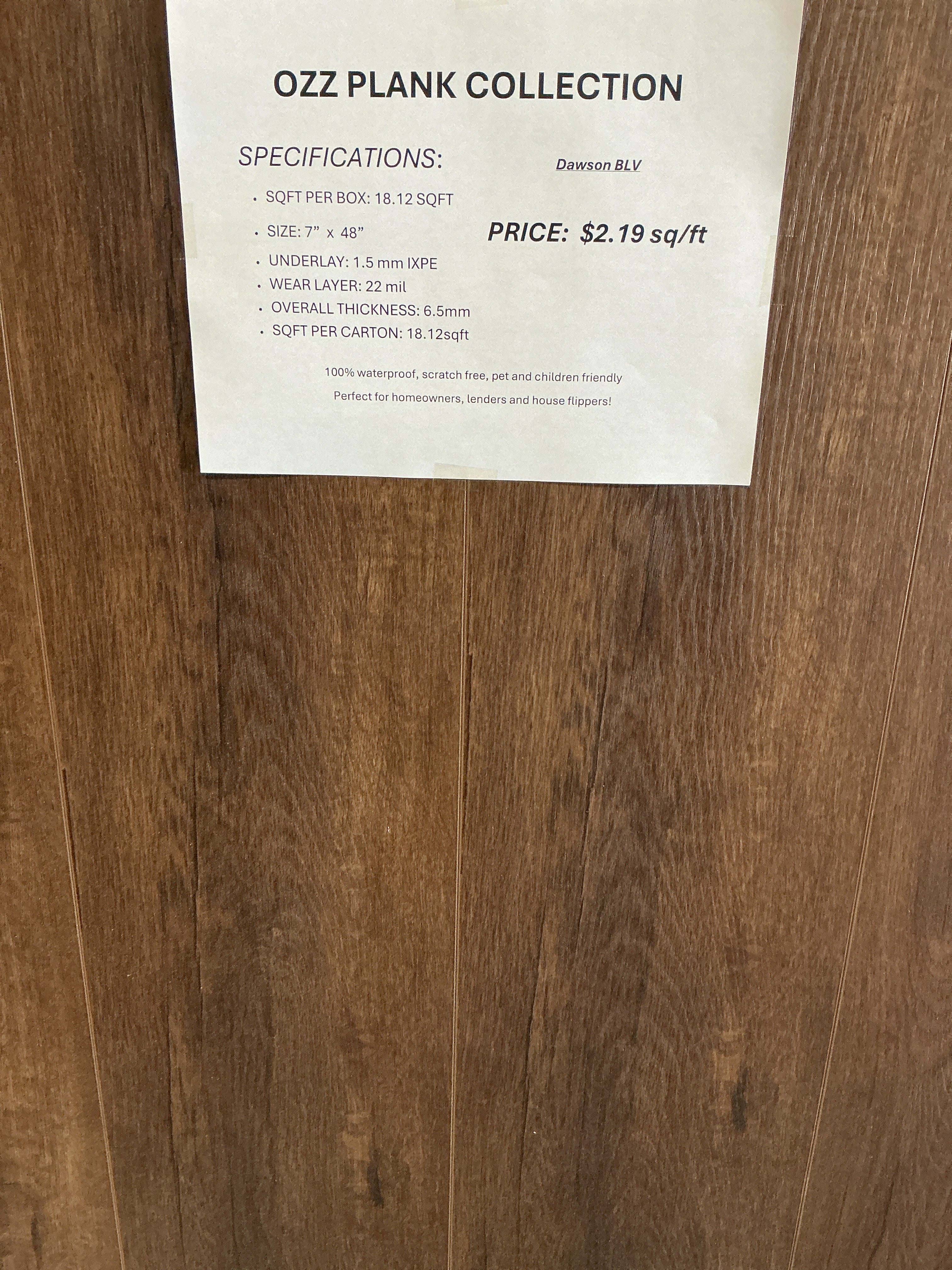 Ozz Plank 6.5mm – 22 Mil – Unilin Click – Deep Embossed – UV Coating  Dawson BLV