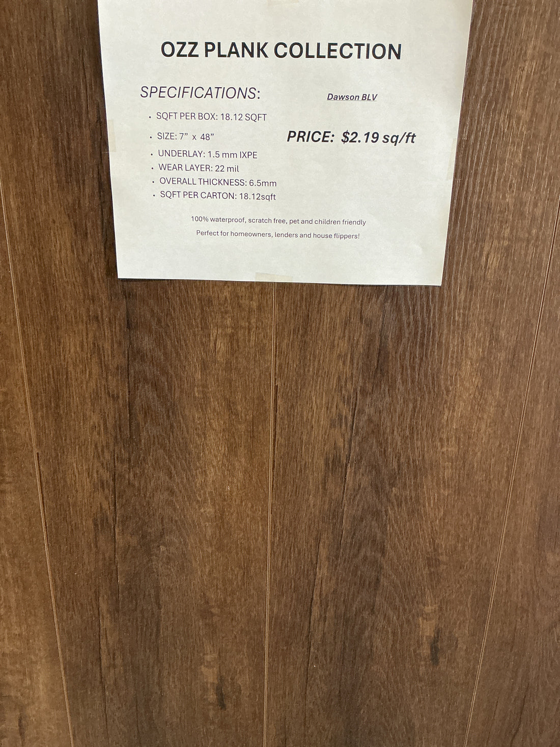 Ozz Plank 6.5mm – 22 Mil – Unilin Click – Deep Embossed – UV Coating  Dawson BLV