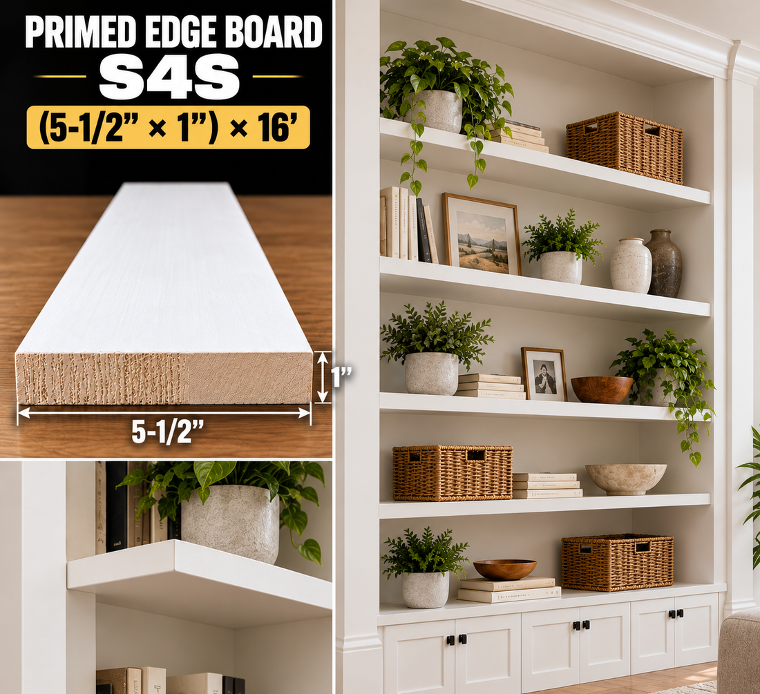 Primed Edge Board(S4S) Size: (5-1/2” x 1”) x 16’