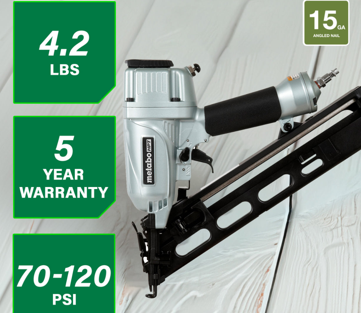 Metabo HPT 2-1/2" 15-Gauge Angled Finish Nailer with Air Duster