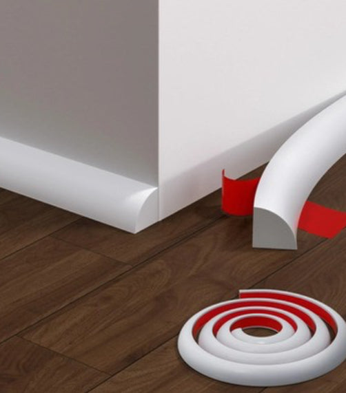 Johnsonite Millwork Wall Finishing System - Rubber Quarter Round 1/4” x 1/4” #50 White - Wallbase 8ft