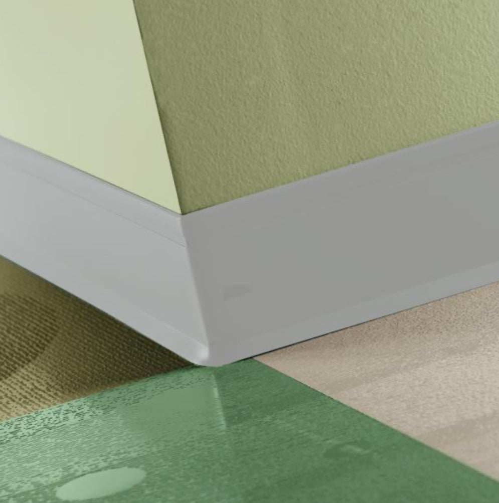 Johnsonite Rubber Perceptions #23 Vapor Grey Recess Toeless Wallbase 4-1/4" x 120'