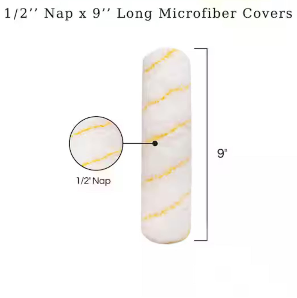 9 in. x 1/2 in. Standard Microfiber Paint Roller  (6-Pack )
