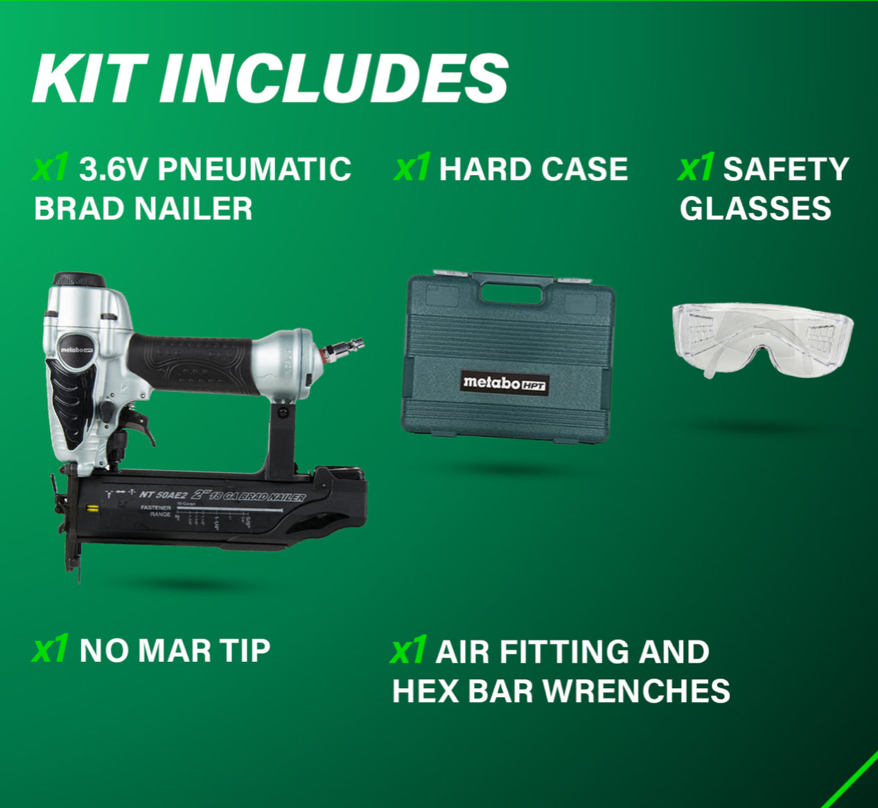 2 inch 18 GAUGE BRAD NAILER | METABO HPT NT50AE2