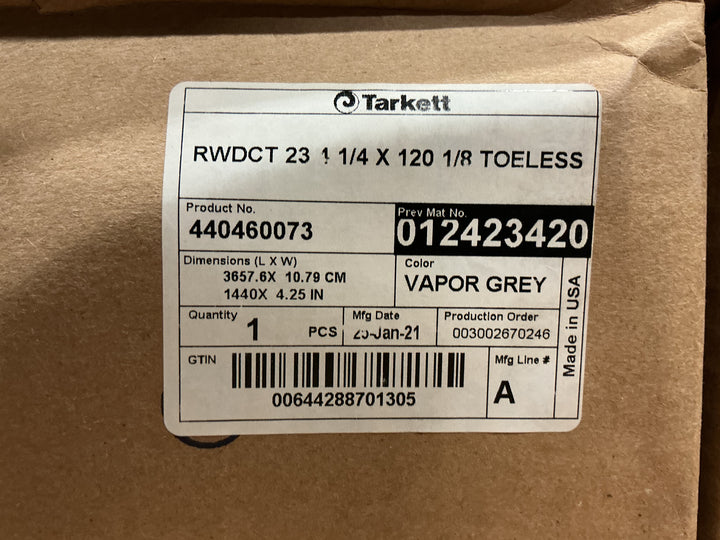 Johnsonite Rubber Perceptions #23 Vapor Grey Recess Toeless Wallbase 4-1/4" x 120'