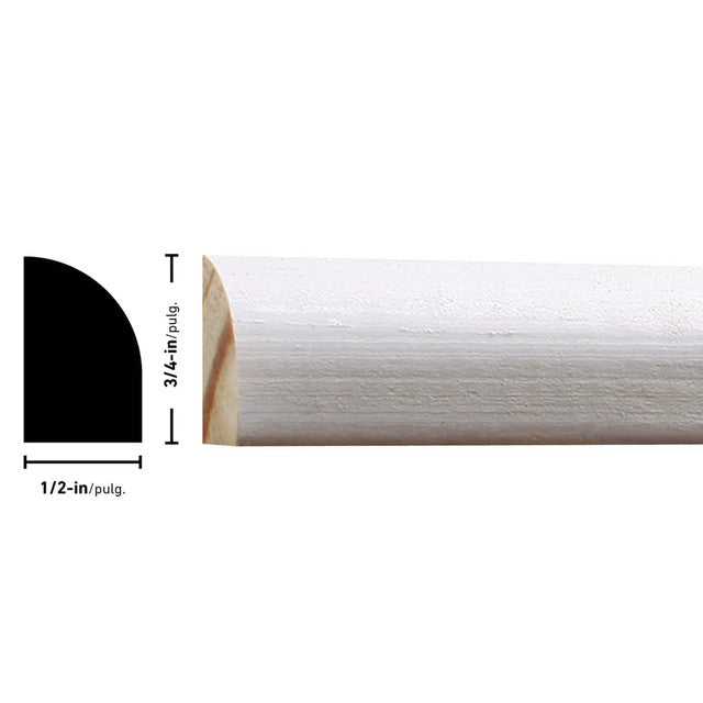 Pine primed PFJ Base shoe 1/2” x 3/4” x 16’