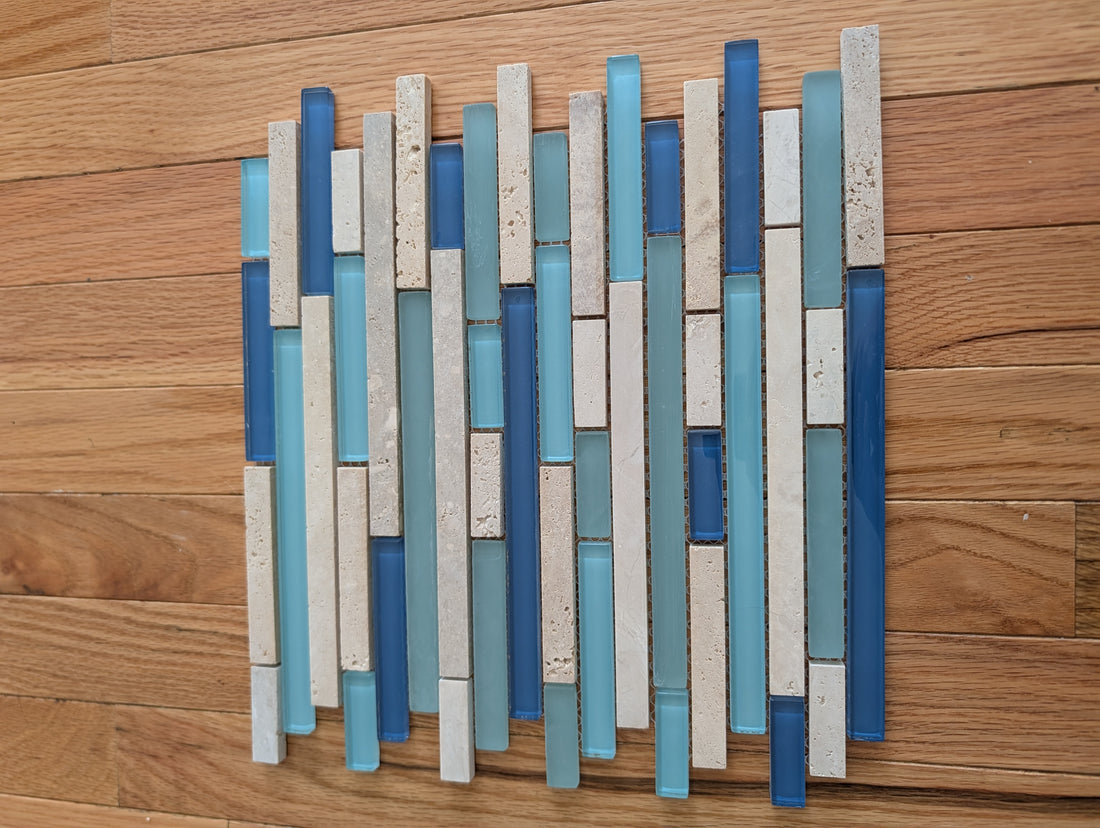 Water Springs Brick 12-in x 12-in Glossy Glass Stone Travertine Linear Wall Tile (1-sq. ft/ Piece)