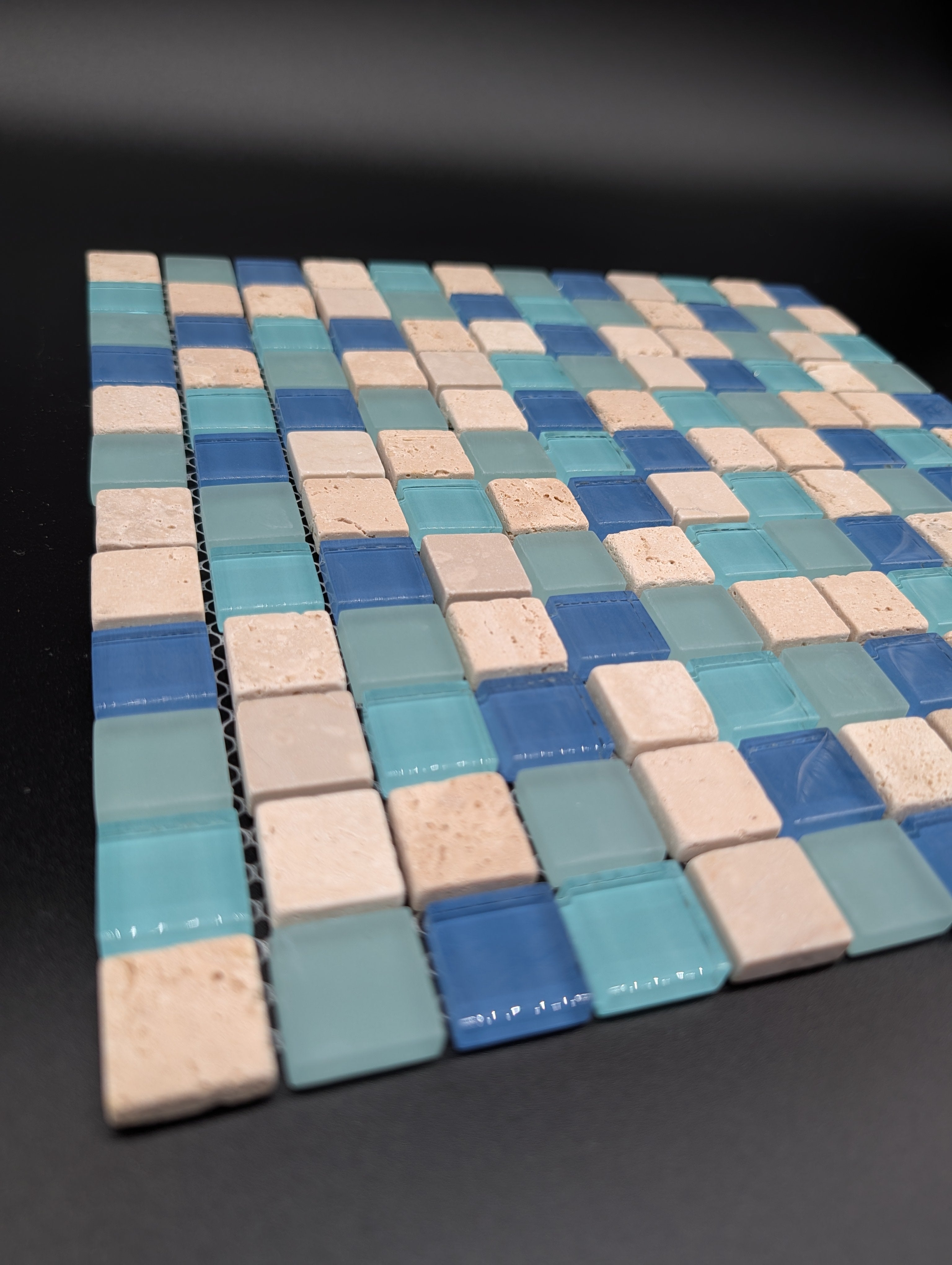 Water Springs 12”x12” Glossy Glass Stone Travertine Uniform Squares Wall Tile