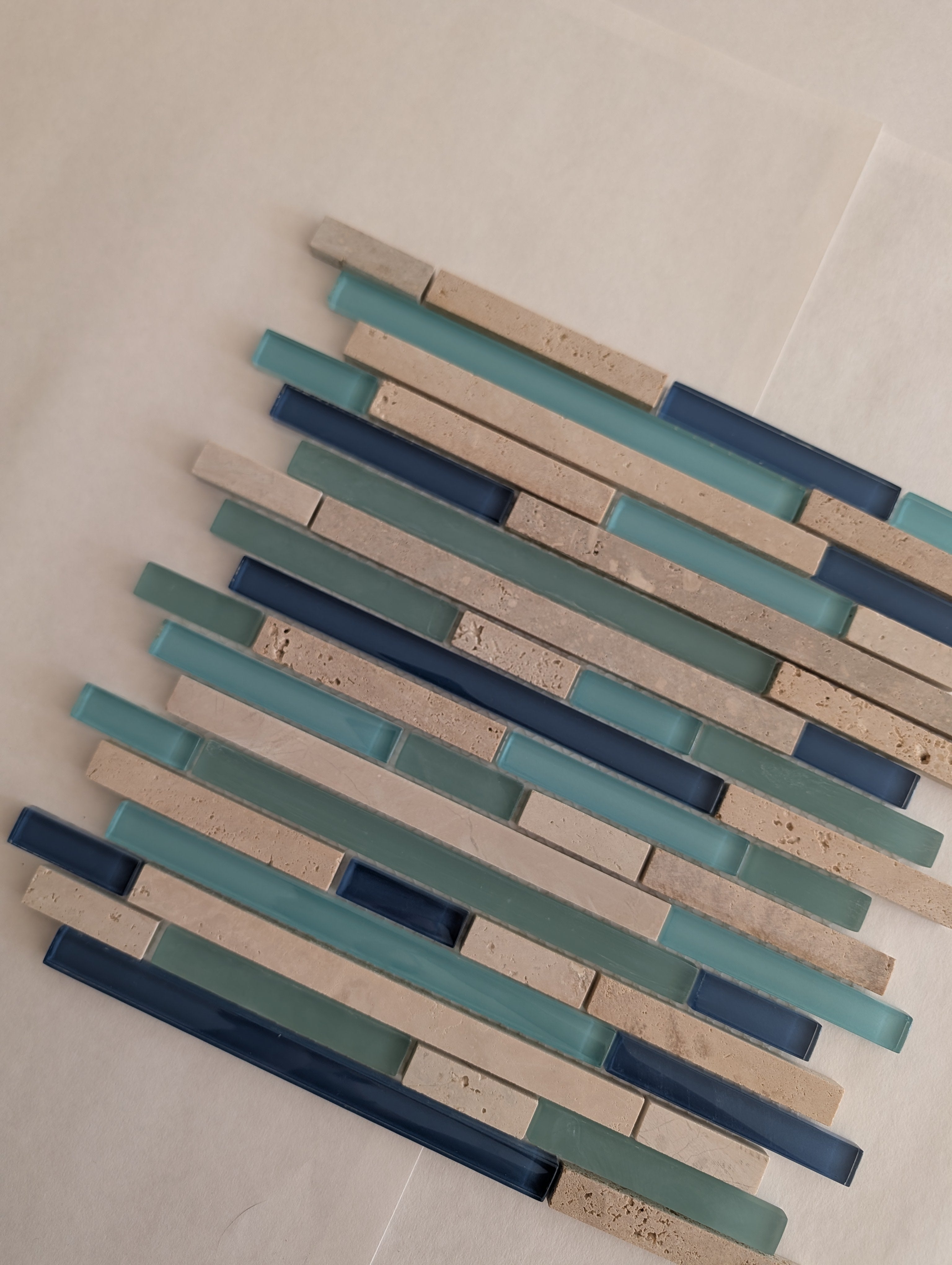 Water Springs Brick 12-in x 12-in Glossy Glass Stone Travertine Linear Wall Tile (1-sq. ft/ Piece)