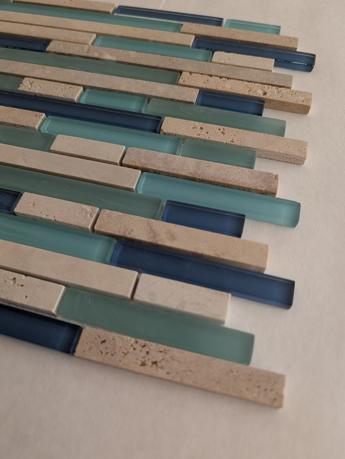 Water Springs Brick 12-in x 12-in Glossy Glass Stone Travertine Linear Wall Tile (1-sq. ft/ Piece)