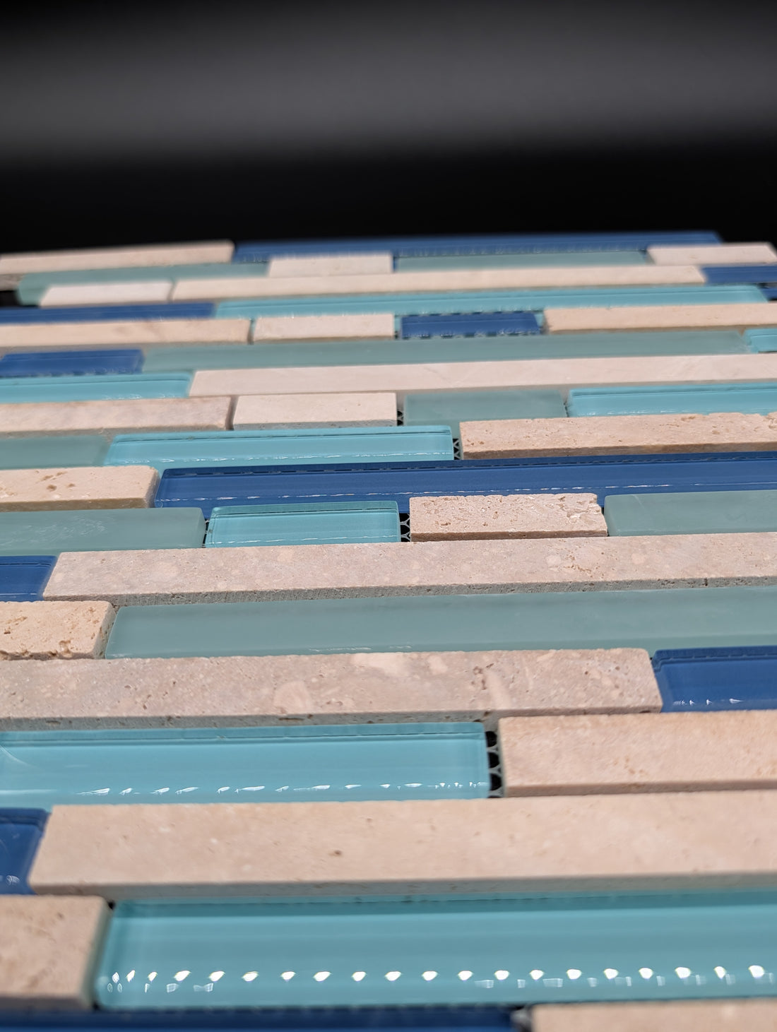 Water Springs Brick 12-in x 12-in Glossy Glass Stone Travertine Linear Wall Tile (1-sq. ft/ Piece)
