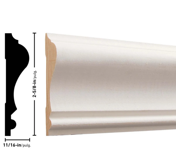 390 Primed Finger-Jointed Pine Chair Rail - 11/16-in x 2-5/8-in