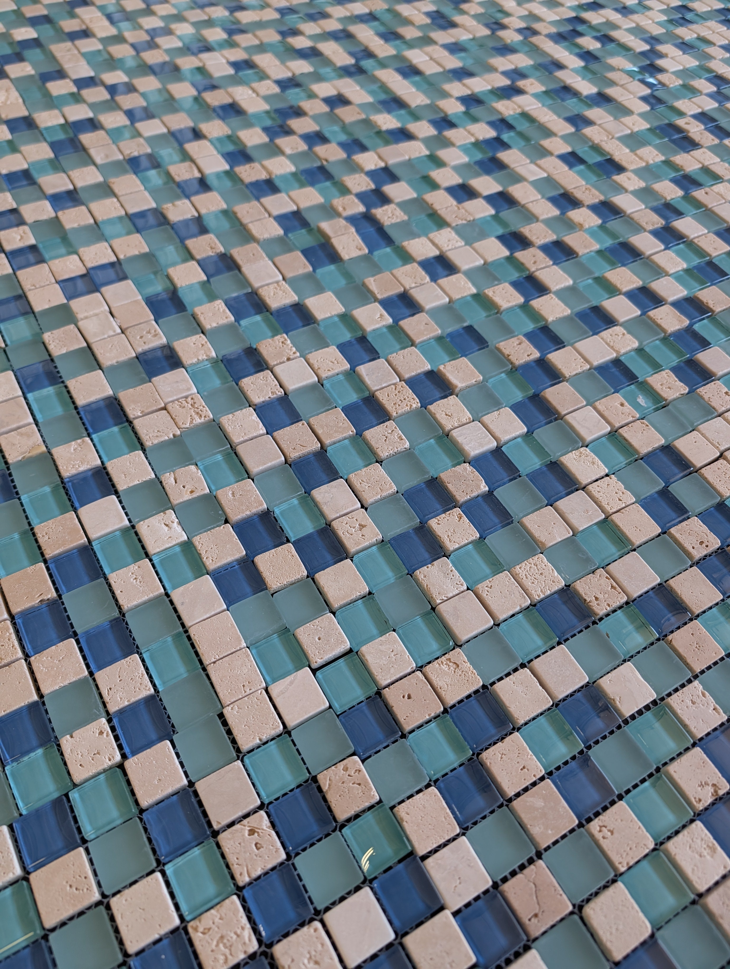 Water Springs 12”x12” Glossy Glass Stone Travertine Uniform Squares Wall Tile