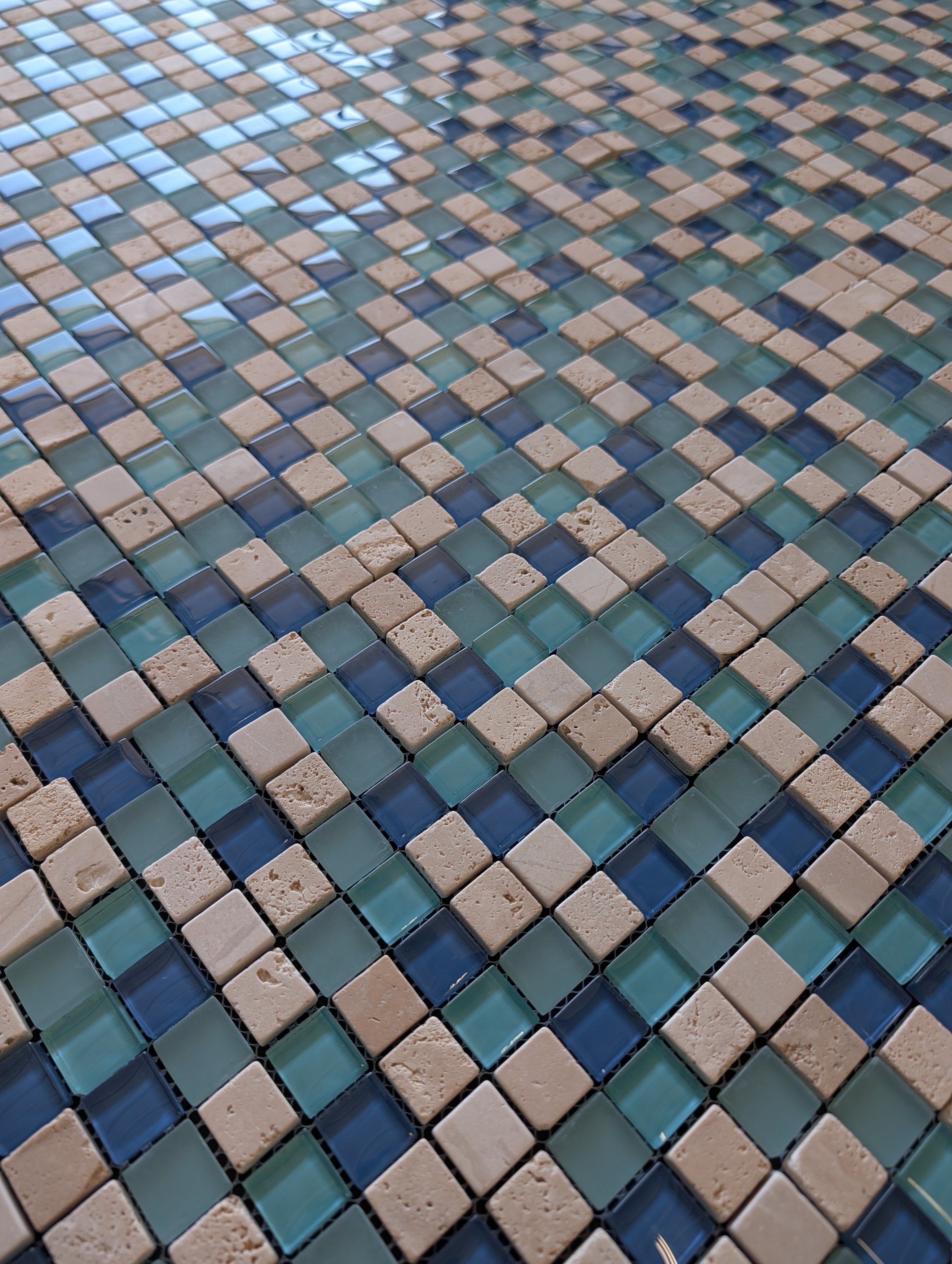 Water Springs 12”x12” Glossy Glass Stone Travertine Uniform Squares Wall Tile