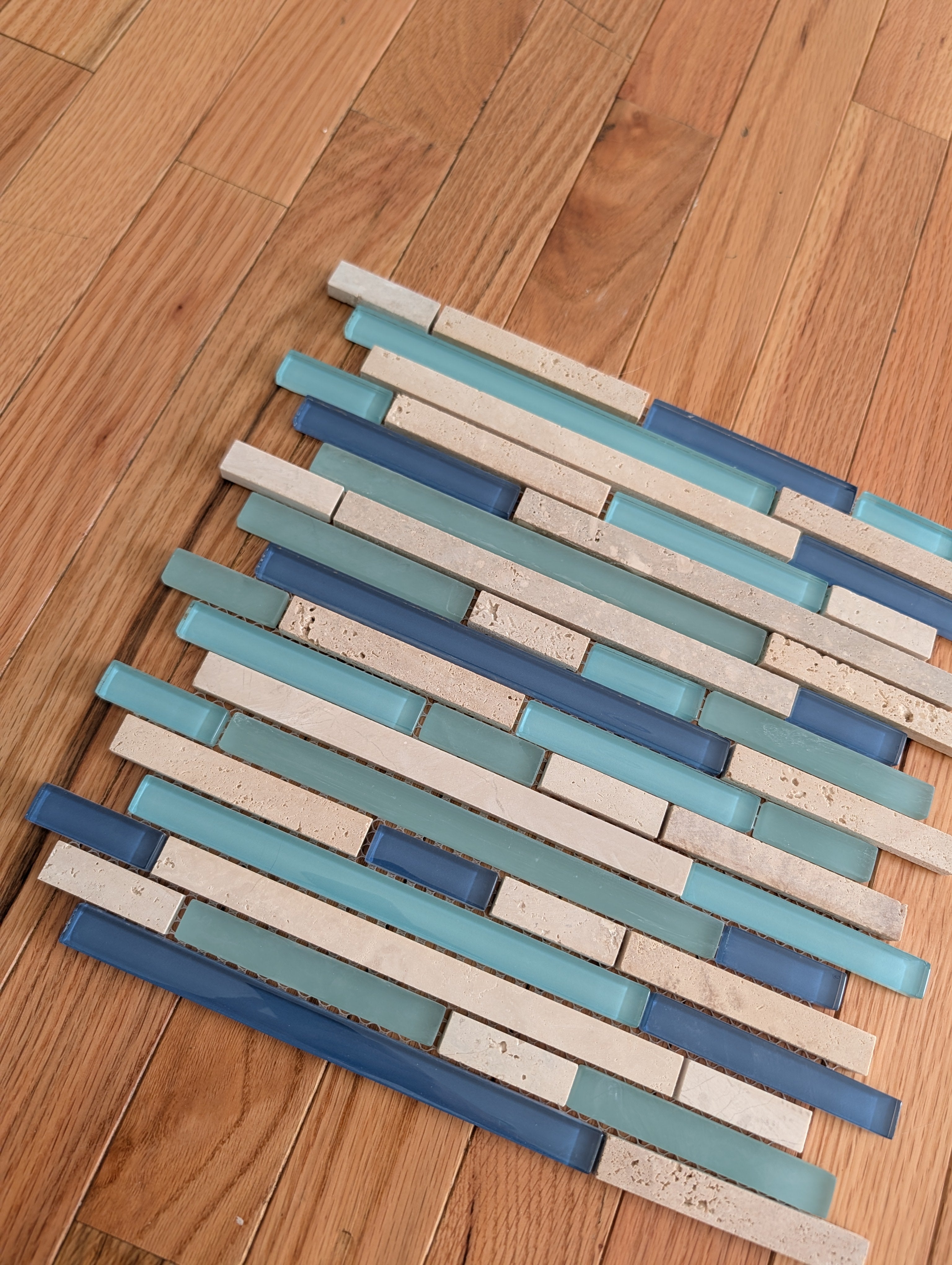 Water Springs Brick 12-in x 12-in Glossy Glass Stone Travertine Linear Wall Tile (1-sq. ft/ Piece)