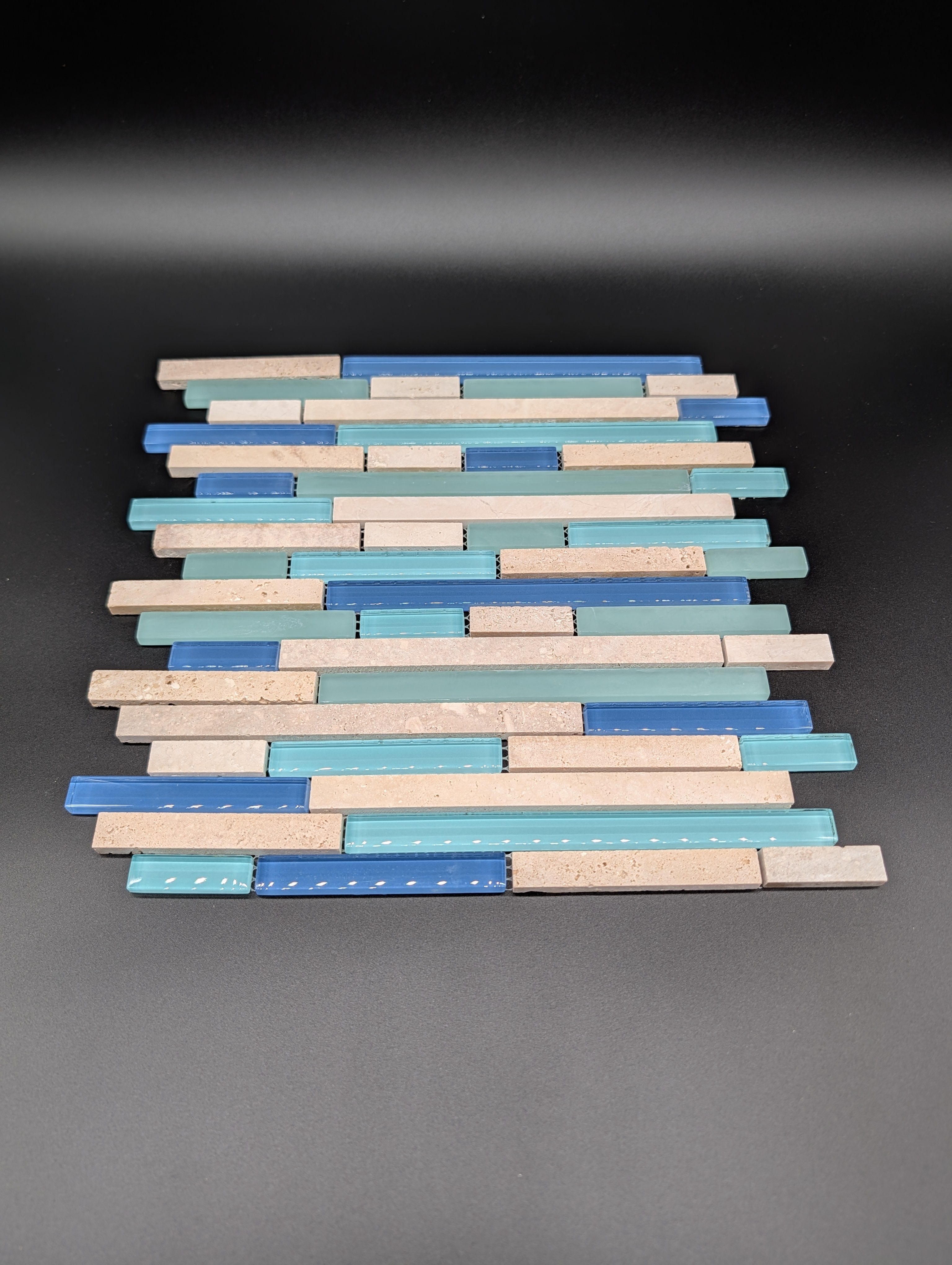 Water Springs Brick 12-in x 12-in Glossy Glass Stone Travertine Linear Wall Tile (1-sq. ft/ Piece)
