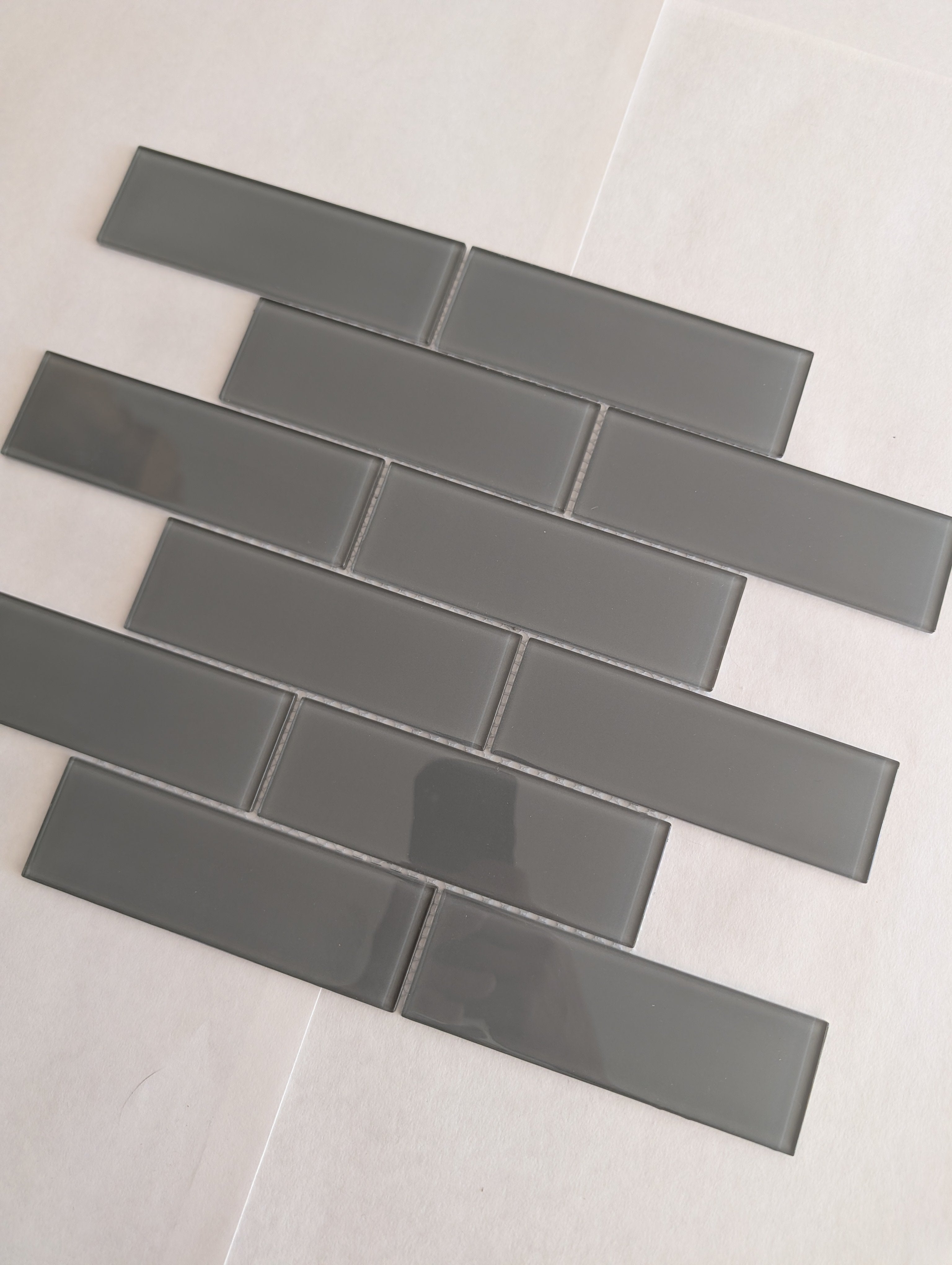 Glass Subway Tile Metropole Grey 2x6